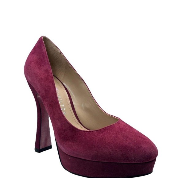 Paris Hilton Britney Women’s  Platform Heels Wine Red Suede Size 8.5 M - Picture 5 of 6